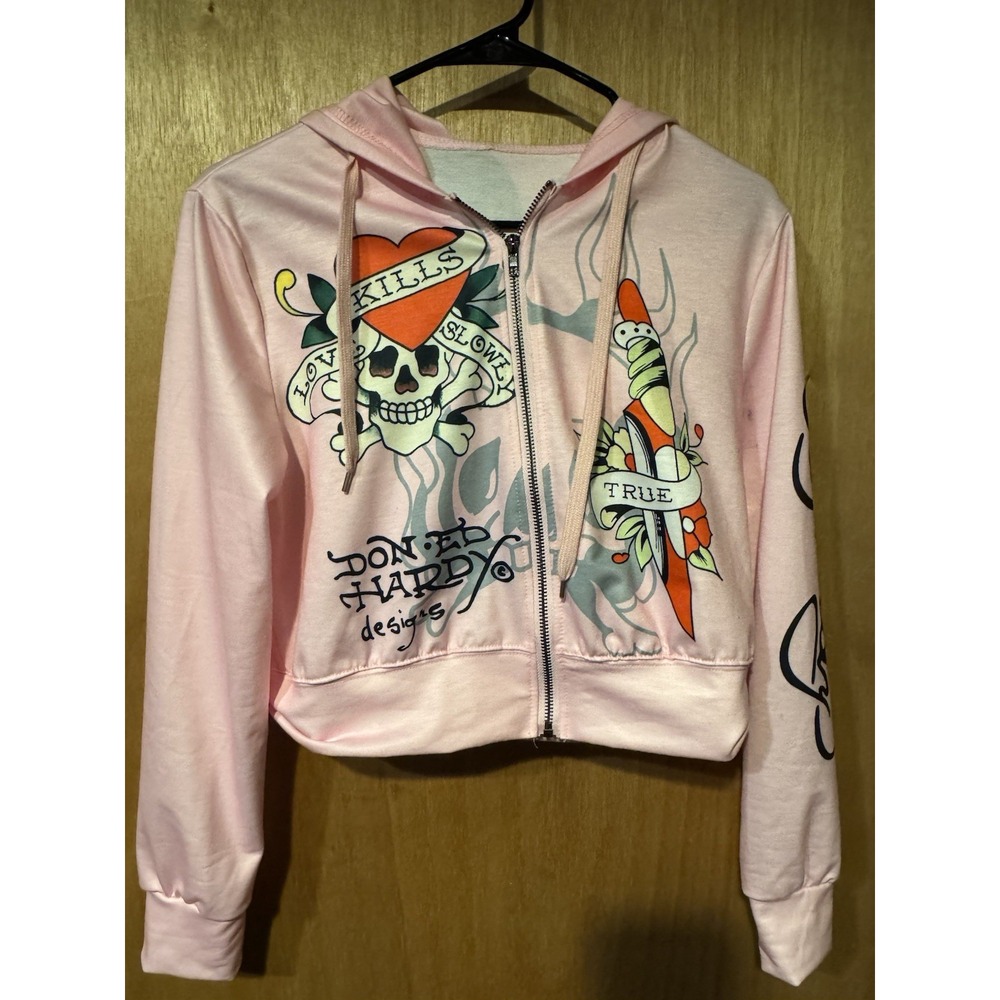 Ed Hardy Kids Pink Zip Up Jacket Medium (R1)